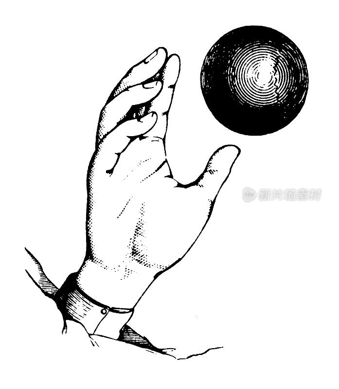 手掷球|古董设计插图
